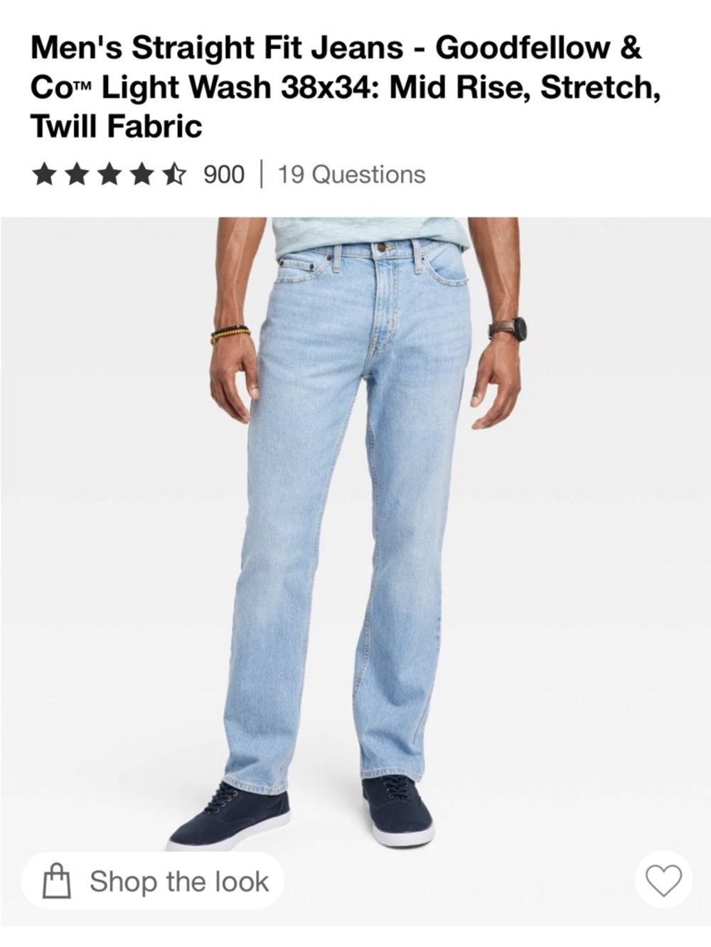 Goodfellow Men’s Straight Jeans 38x34